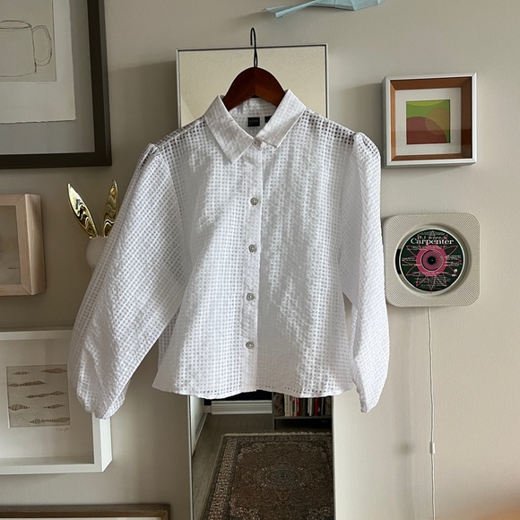 Icone Sheer Gingham Cropped Shirt, szS - Picture 2 of 5